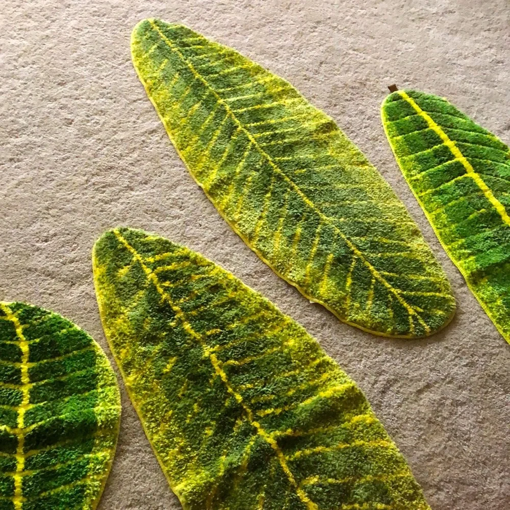 4 Tropical Leaf Rugs New w/o Tags Never Used